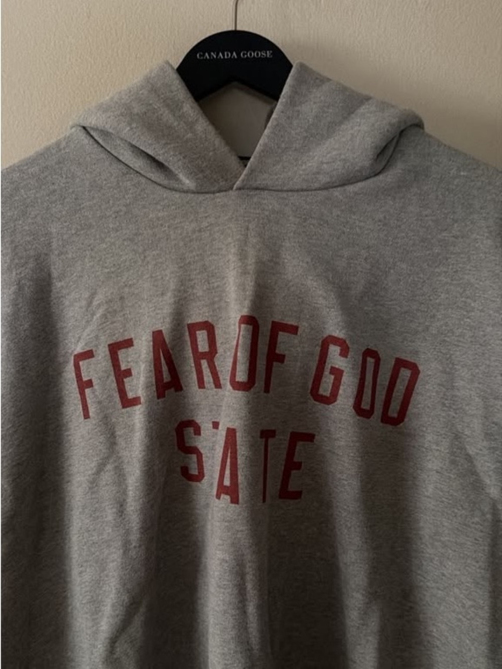 Fear of God Gray Crewneck Sweatshirt with Red Logo - Men